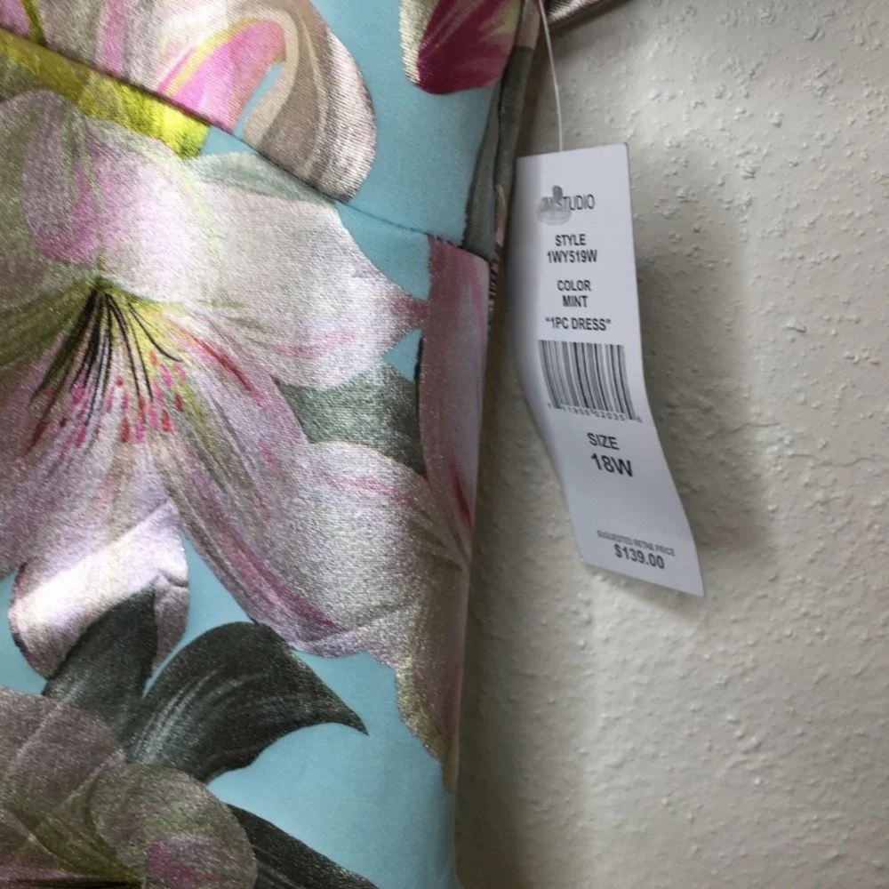 NEW JM Studio By John Meyer Mint Floral Dress 18W - Picture 5 of 5